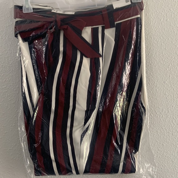 EXPRESS PANTS, High Rise Ankle PaperBag Waist 18R Striped Blue/Maroon/… - Picture 4 of 7